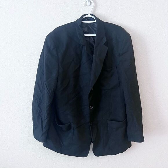 J. Crew Men’s Wool Blend Blazer Sport Coat Black Made In USA Size 44R - Picture 1 of 10
